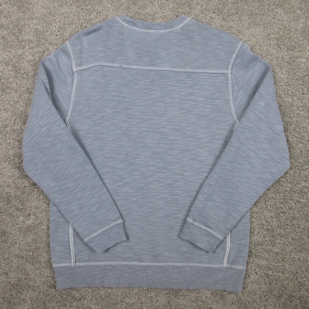 Tommy Bahama Sweater Mens Small Gray Crewneck Sweatshirt Blue Marlin Logo Raglan